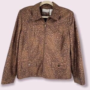 Alfred Dunner Leopard Print Snakeskin Pattern Zip Up Jacket 14P